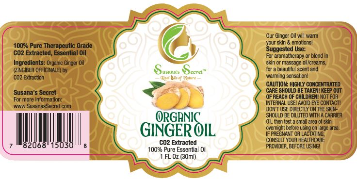 ÓLEO GENGIBRE ORGÂNICO 100% PURO CO2 Extraído (Óleo Essencial) 1Fl Oz / 30ml c / pipeta conta-gotas