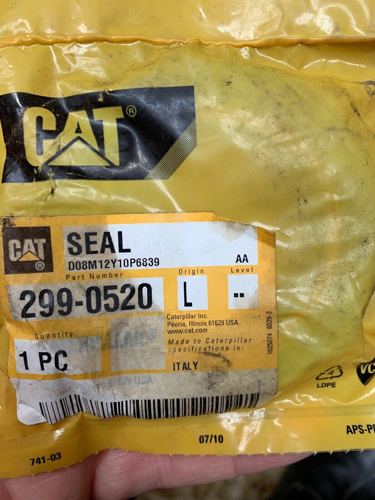 Cat Bearing Seal P#299-0520, 2990520