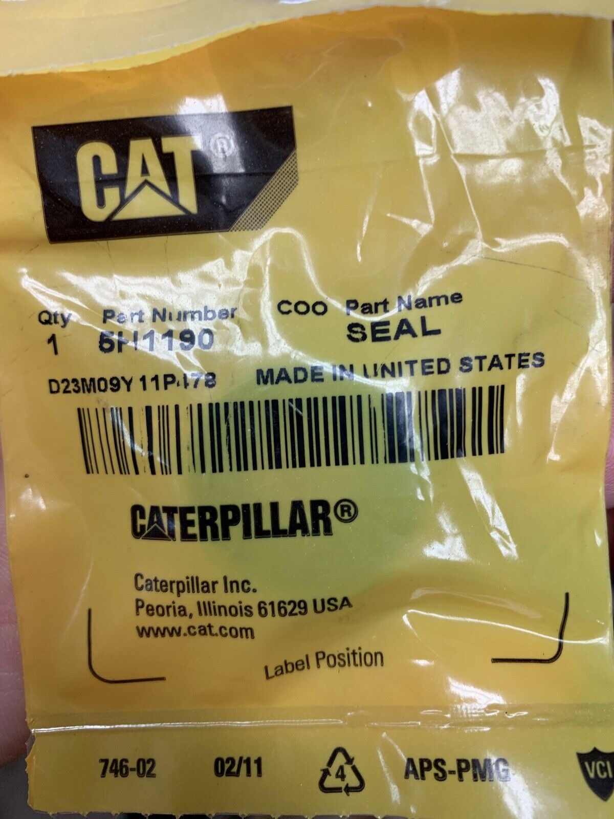 NEW OEM CATERPILLAR SEAL 5H-1190  CAT 5H1190