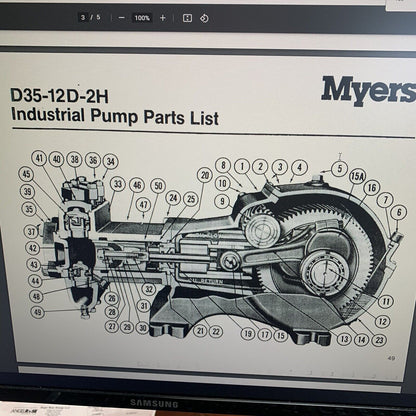 1 Myers D35 Pump Valve Seat Complete Style Z P# 18925A001, Not a Lot of 2