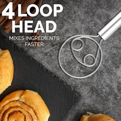 Danish Dough Whisk Stainless Steel - Double Eye