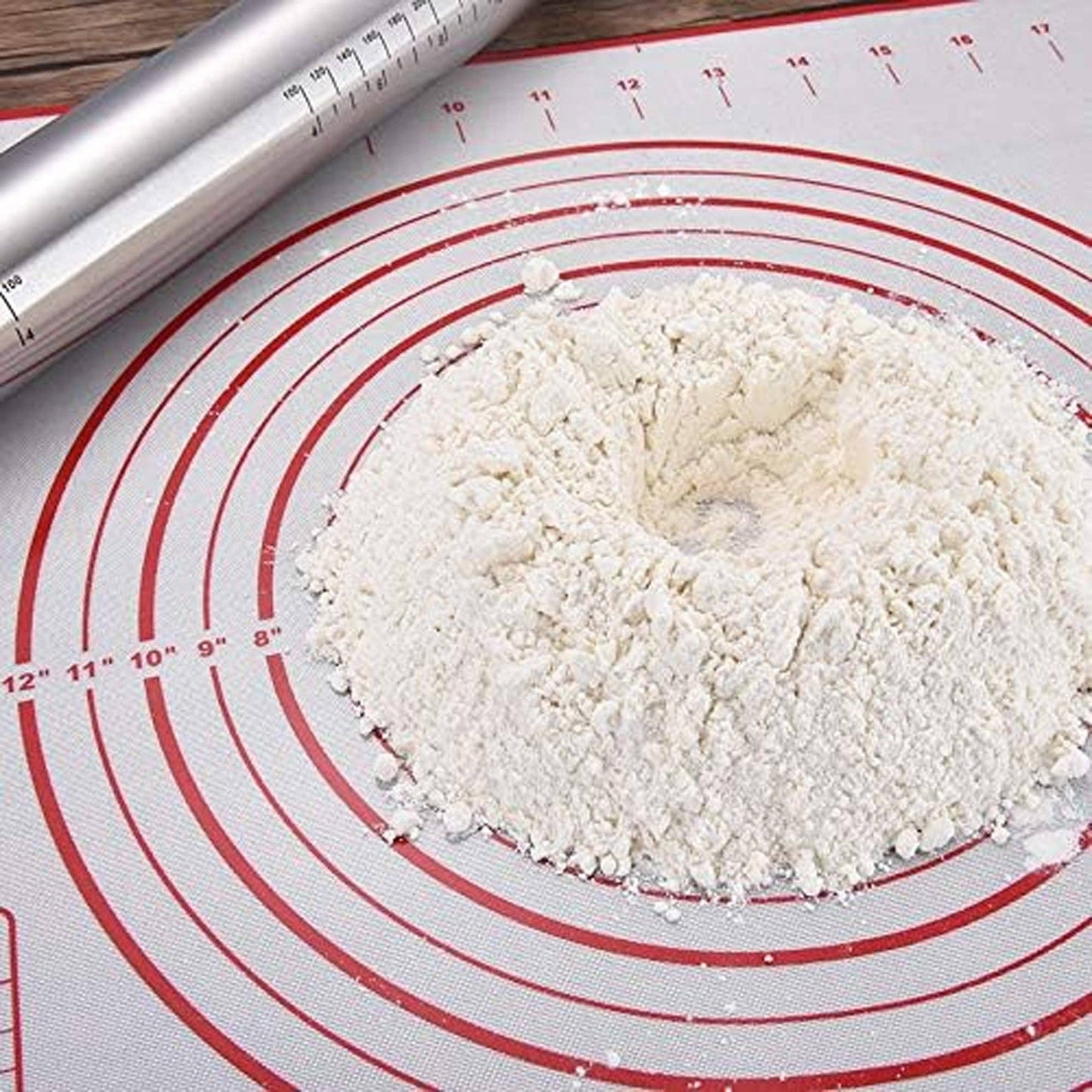 2 Pack - Non-Stick Silicone Baking Mat - (15.7'x19.7'inch) Pastry Mat with Measurements Perfect for for Pizza, Cake, Fondant, Cookies and Bread Making - Medium