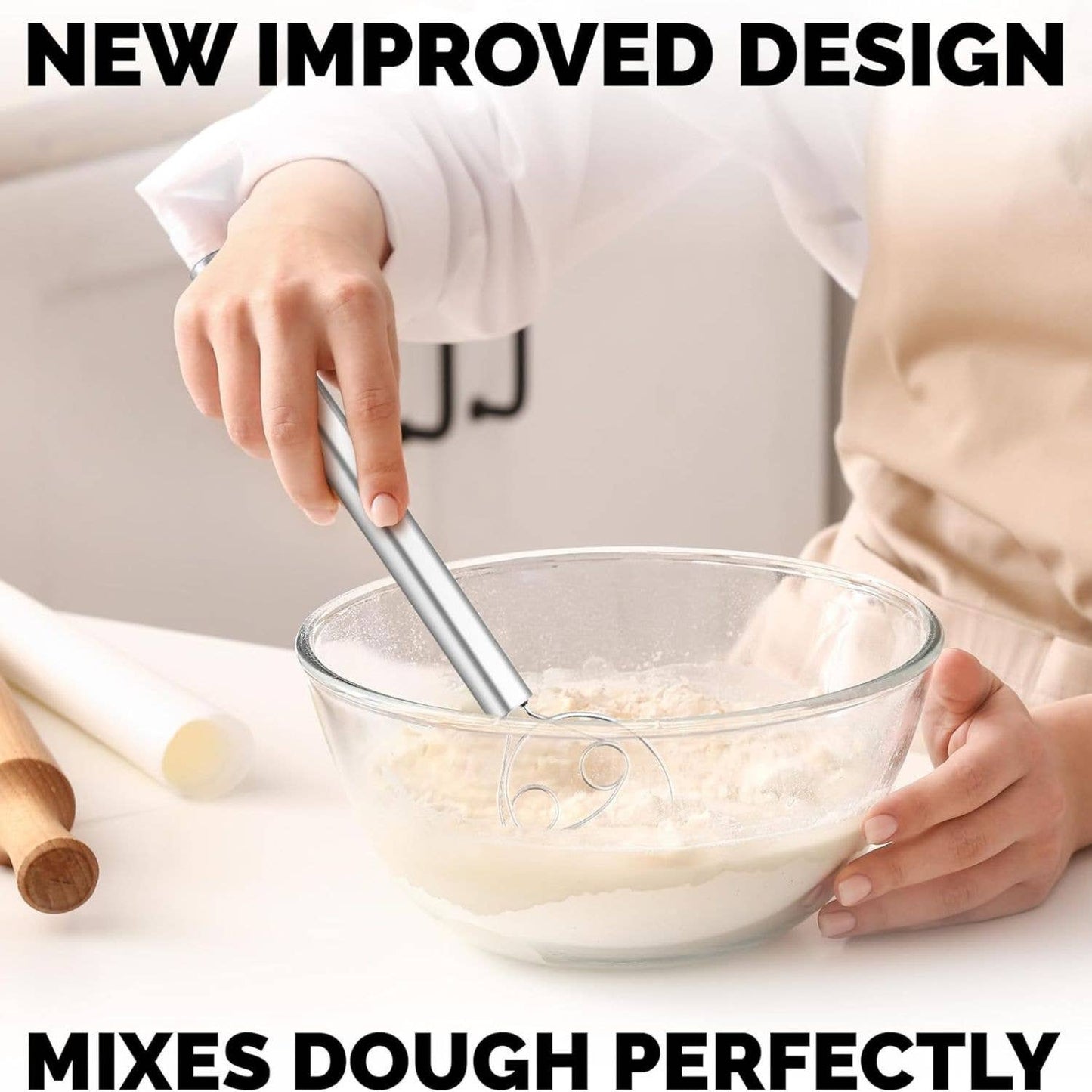 Danish Dough Whisk Stainless Steel - Double Eye