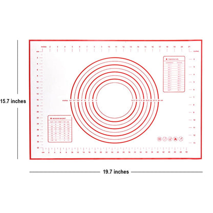 2 Pack - Non-Stick Silicone Baking Mat - (15.7'x19.7'inch) Pastry Mat with Measurements Perfect for for Pizza, Cake, Fondant, Cookies and Bread Making - Medium