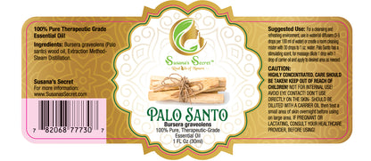 PALO SANTO (HOLY WOOD) Essential Oil (from Ecuador's equator)- 100% PURE, Therapeutic-Grade, 1 FL Oz/30 ml- Glass bottle w/dropper pipette