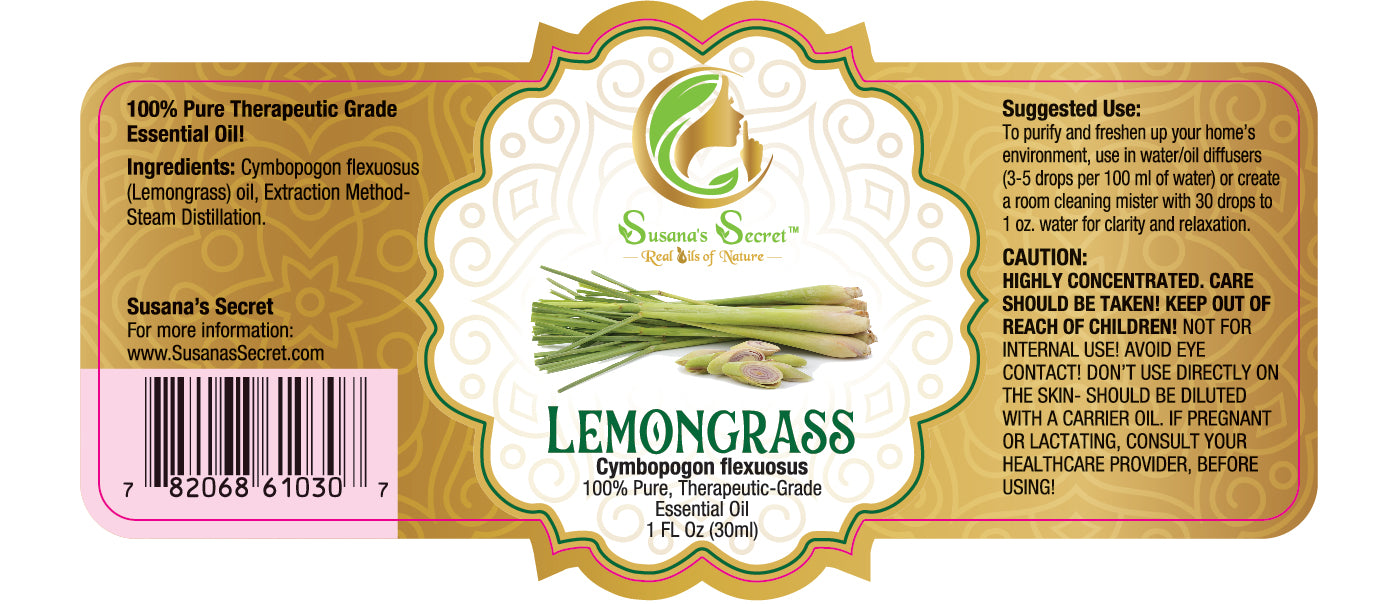 LEMONGRASS Essential Oil- 100% PURE, Therapeutic-Grade, 1 FL Oz/30 ml- Glass bottle w/euro dropper