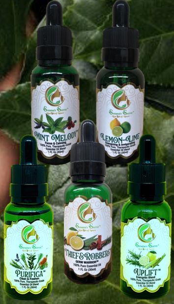 5 of our Famous BLENDS, 5 oz - 5x1 oz/30 ml green glass bottles