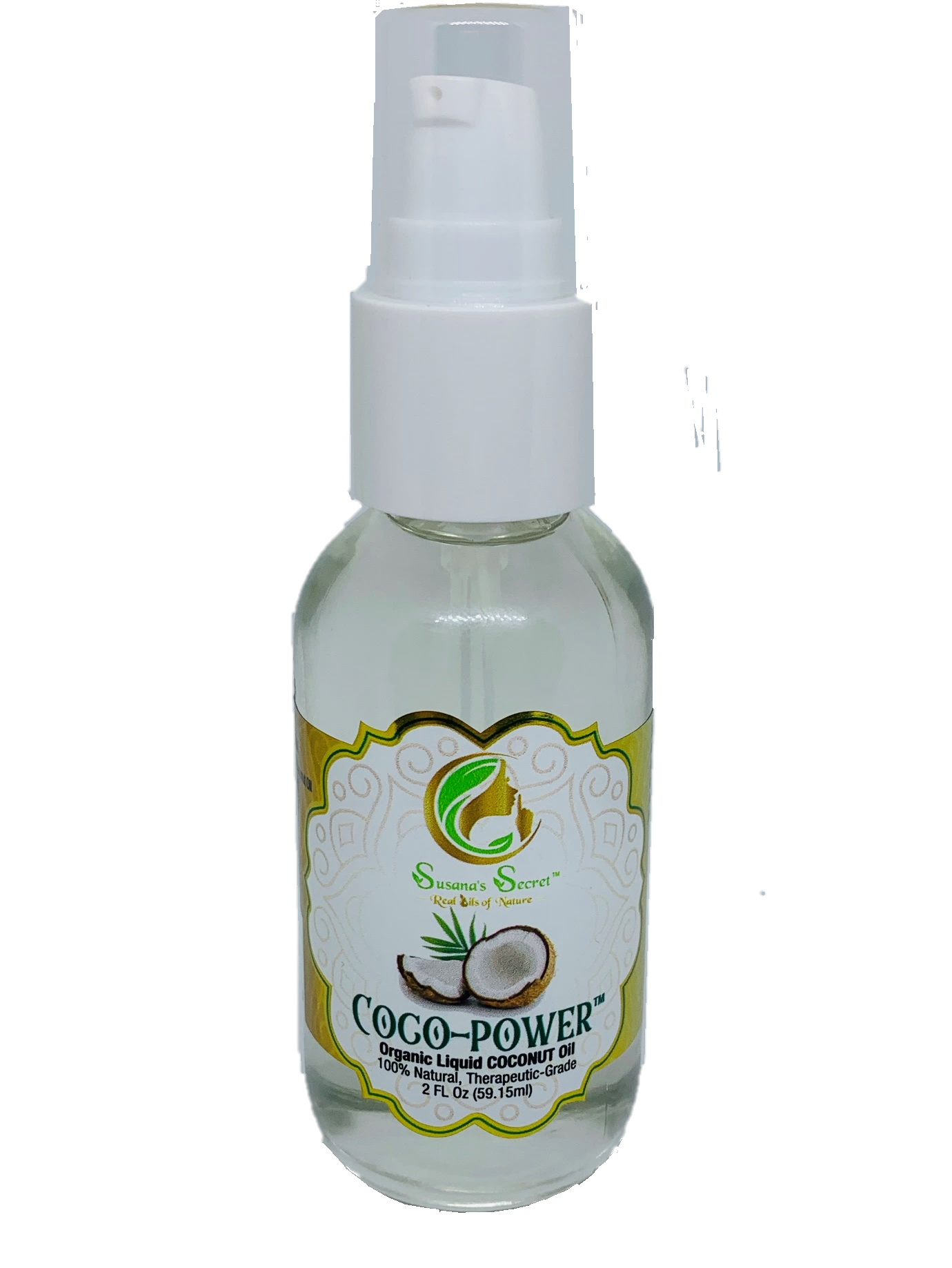 "COCO-POWER"- Organic Liquid COCONUT MCT Oil (Heat Pressed)- 100% PURE, Therapeutic- Grade, 2 FL Oz/59.15 ml- Glass bottle w/treatment pump