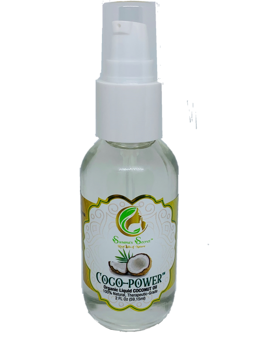 "COCO - POWER"- Aceite de COCO *MCT Líquido Orgánico (Prensado al Calor)-100% PURO, Grado-Terapéutico, 2 FL Oz/59.15 ml- Botella de vidrio con bomba de tratamiento 