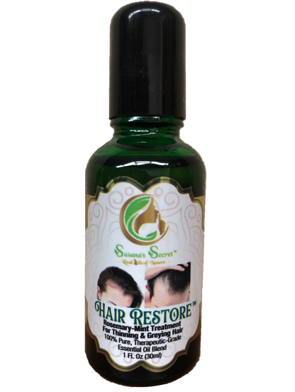 "HAIR RESTORE"- Rosemary-Mint Treatment- For Thinning & Greying Hair- 100% Pure, Therapeutic-Grade, 1 FL Oz/30 ml, Glass bottle w/ roll-on top